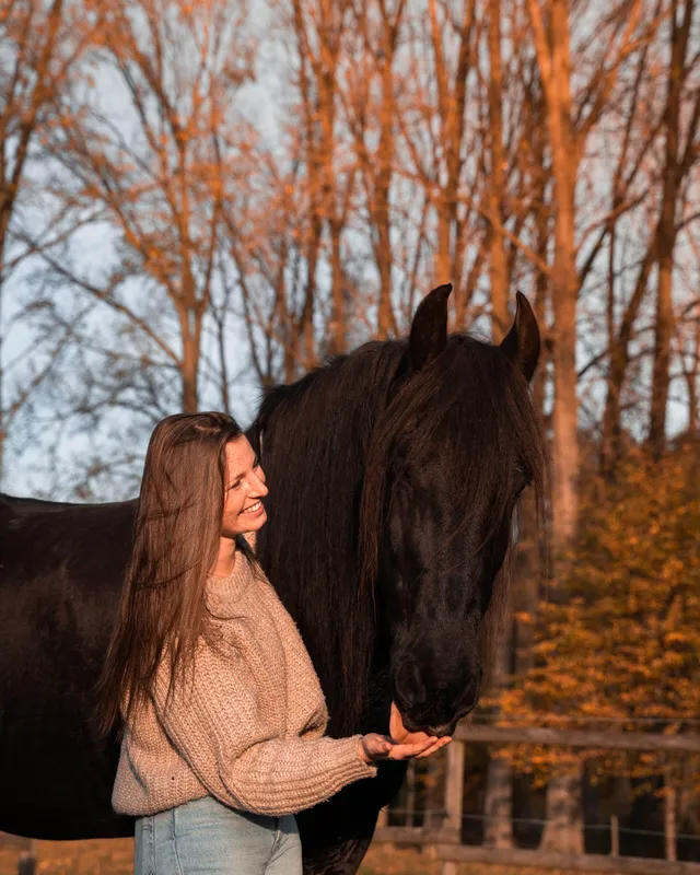 Dierenarts Karen Dehenau met een paard